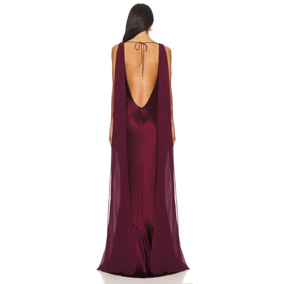 retrofete Julia Silk Draped Open Back Maxi Dress Port Womens Size Small - Picture 5 of 14